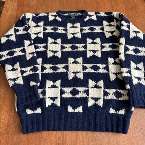 Ralph Lauren Navy and Cream Patterned Sweater